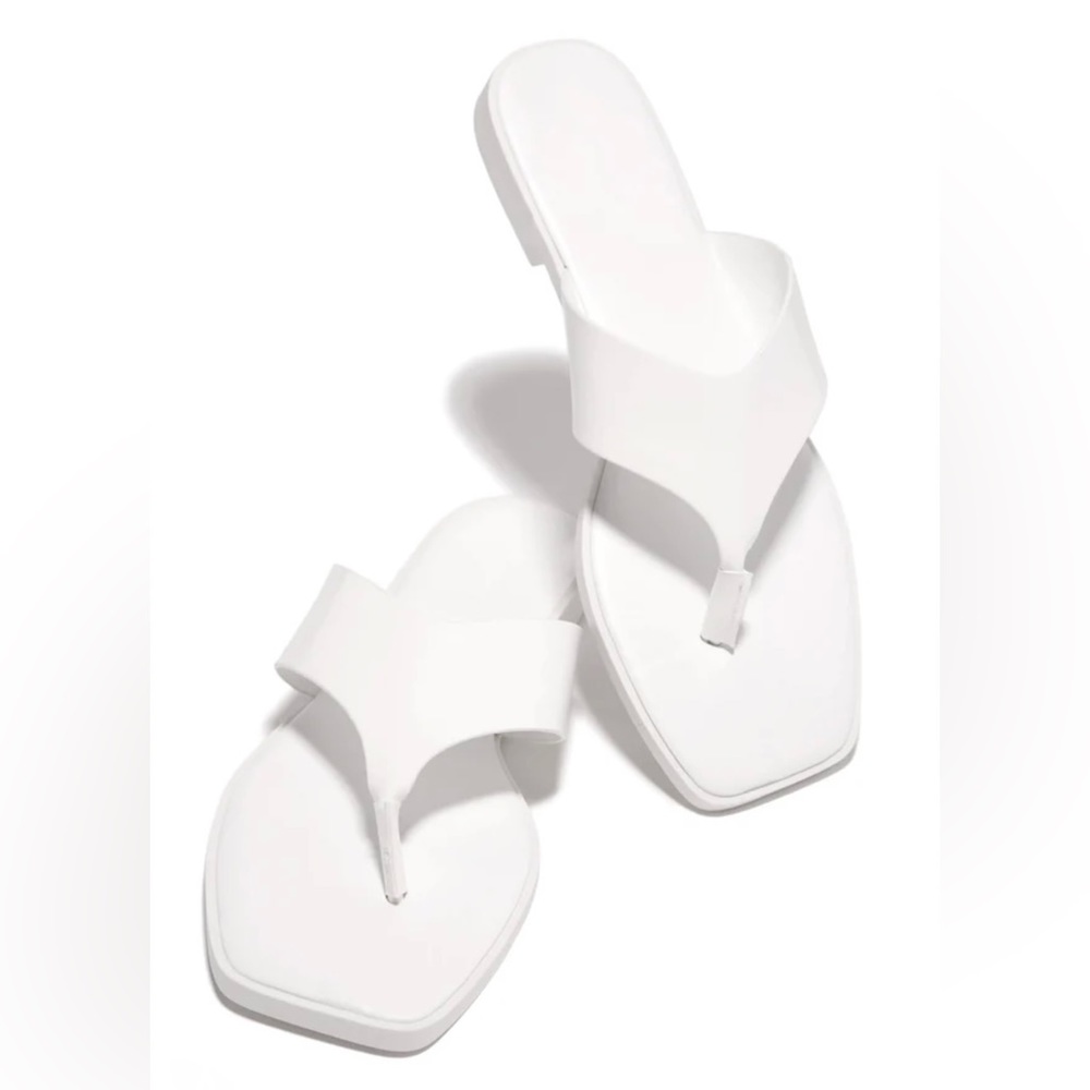 White Thong Slip On Sandal - Picture 2 of 6